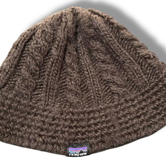 Patagonia Wool Blend Beanie Hat Brown Cable Knit Crochet Skull Cap 29045 Unisex - Picture 6 of 12